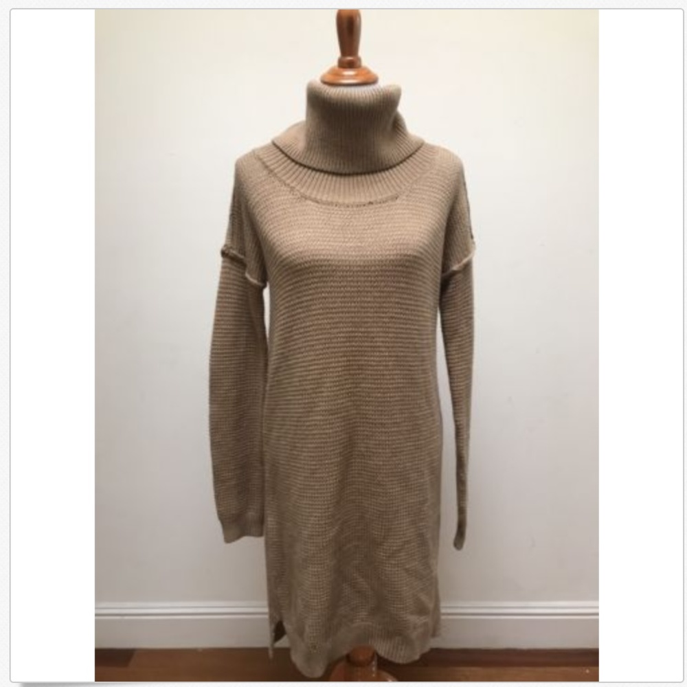 Alice + Olivia | Tan Cowl Neck Wool Sweater Dress